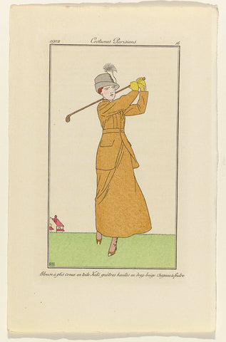 Journal des Dames et des Modes, 1912, Costumes Parisiens, no. 16: Blouse à plis creux en toile Kak (...), anonymous, 1912 Canvas Print