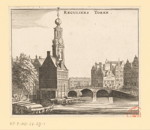 View of the Munttoren in Amsterdam, Jan Veenhuysen (attributed to), 1664 Canvas Print