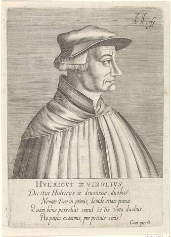 Portrait of Ulrich Zwingli, Hendrick Hondius (I), 1599 Canvas Print