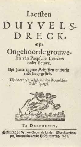 Title page for: J. Lydius, Laetsten duyvels-dreck, 1687, Arnold Houbraken, 1685 - 1687 Canvas Print