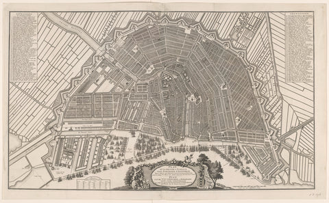 Map of Amsterdam, anonymous, 1739 - 1752 Canvas Print