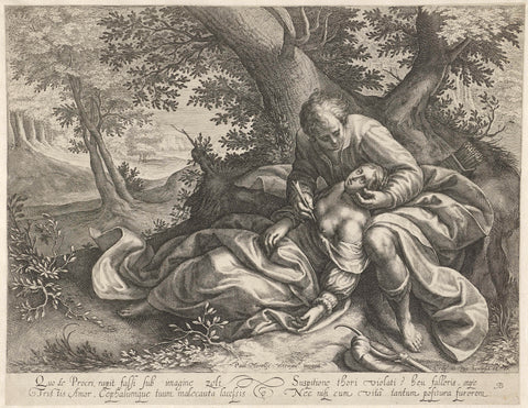 Cephalus and Procris, Crispijn van de Passe (I), 1611 - 1637 Canvas Print