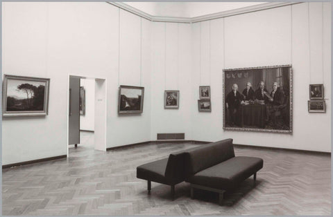 Room with paintings including on the left two landscapes next to a passage, 1990 Canvas Print