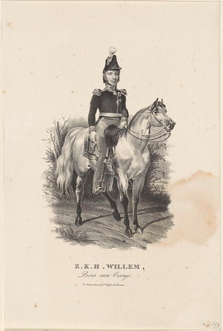 Equestrian portrait of William II, king of the Netherlands, anonymous, 1810 - 1899 Canvas Print