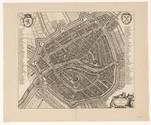 Plattegrond van Leiden, anonymous, in or after 1657 Canvas Print