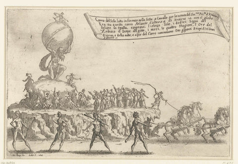 Feast in Florence: float of Atlas and the sun, Jacques Callot, 1616 Canvas Print