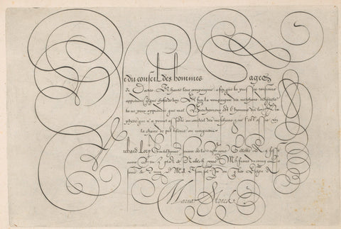 Writing example with capital U, Hans Strick, 1618 Canvas Print