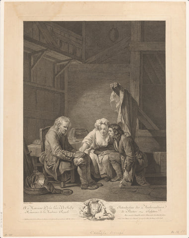 Blind man deceived by his younger wife, Laurent Cars, 1709 - 1771 Canvas Print