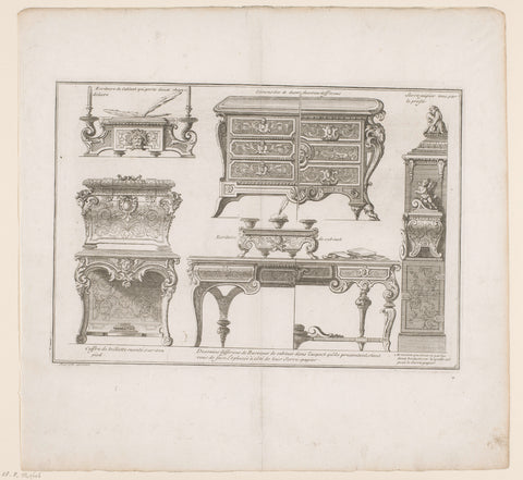 Various furniture, André-Charles Boulle, c. 1710 - c. 1720 Canvas Print