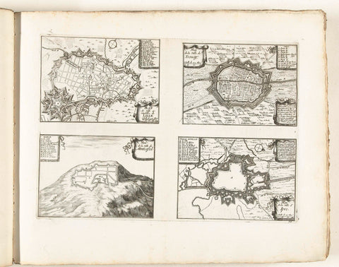 Maps of Lille, Douai, Montcassel and Yperen, c. 1702, Laurens Scherm, 1702 - 1703 Canvas Print