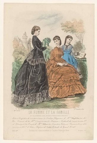 La femme et la famille et le journal des jeunes personnes reunis, 1 Octobre 1870, 38e année: Robes et Confections (...), Paul Lacourière, 1870 Canvas Print