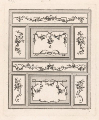 Eight panels with flowers, Pierre Gabriel Berthault, 1768 - 1786 Canvas Print