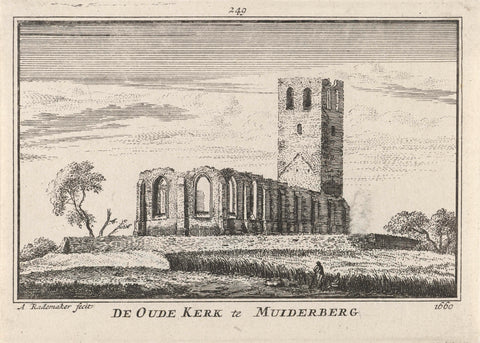 View of a ruined church in Muiderberg, 1660, Abraham Rademaker, 1727 - 1733 Canvas Print