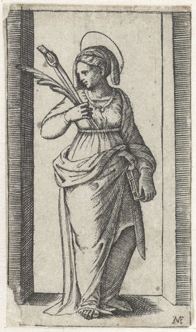 Saint Apollonia with pincers with tooth, Marcantonio Raimondi, 1500 - 1575 Canvas Print