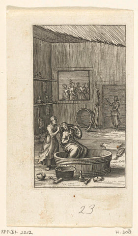 Duyfken is washed in bath and dressed, Boëtius Adamsz. Bolswert, 1590 – 1627 Canvas Print