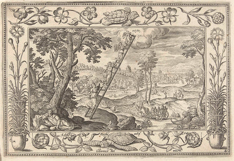 Jakobs ladder, Adriaen Collaert, 1582 - 1586 Canvas Print