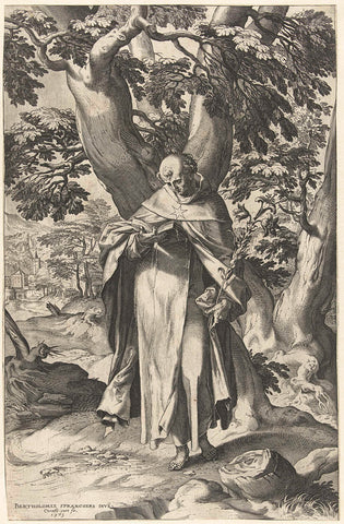 Saint Dominic, reading a book, Cornelis Cort, 1573 Canvas Print