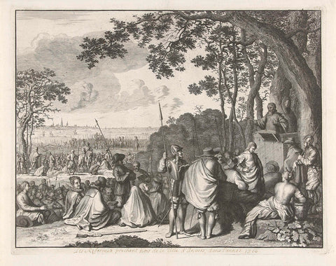 Hagenpreken buiten Antwerpen, 1566, Jan Luyken, 1677 - 1679 Canvas Print