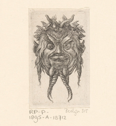 Mask with horns and beard, François Chauveau, 1626 - 1676 Canvas Print