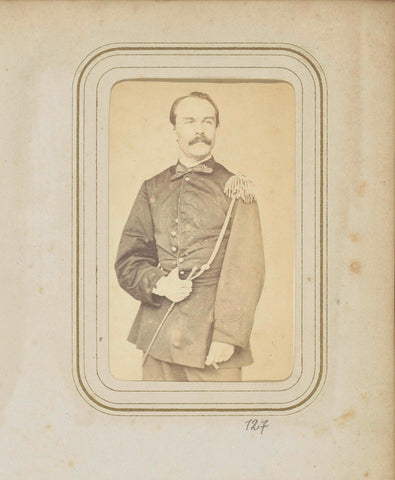 Portrait of Henrij Perié in military costume with a cigar, anonymous, c. 1860 - c. 1880 Canvas Print