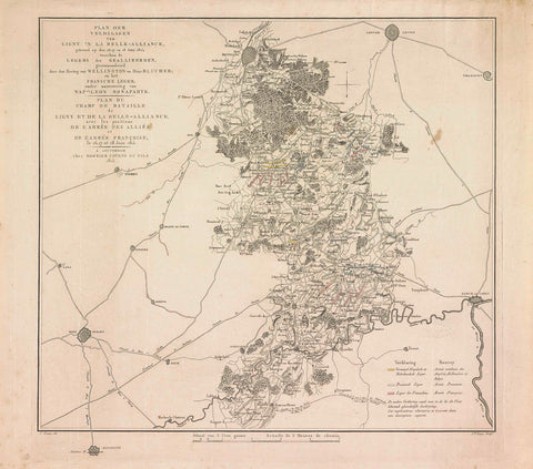 Plan of the Battle of Waterloo, 1815, Johannes Fredericus Lange, 1815 Canvas Print