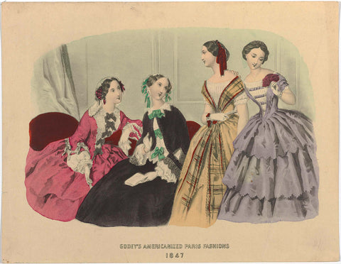 Godey's Ladies Book 1847 : Godey's Americanized Paris Fashions, anonymous, 1847 Canvas Print