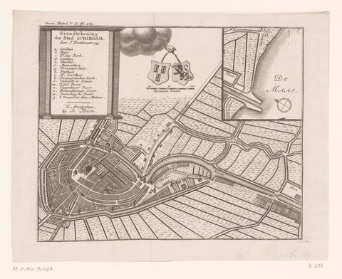 Map of Schiedam, anonymous, 1744 - after 1780 Canvas Print