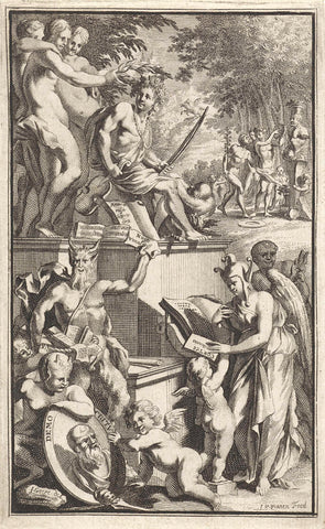 Title page for an unknown book, Jan van Vianen, 1639 - 1670 Canvas Print