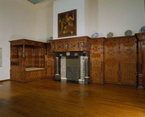 Wainscoting with chimneypiece, wallpanels and a portico, anonymous, 1626 Canvas Print