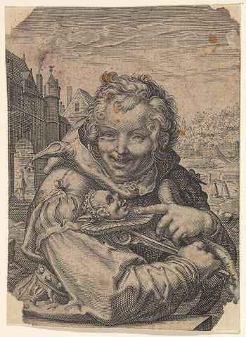 Laughing Jester with a Staff, anonymous, 1590 - 1657 Canvas Print