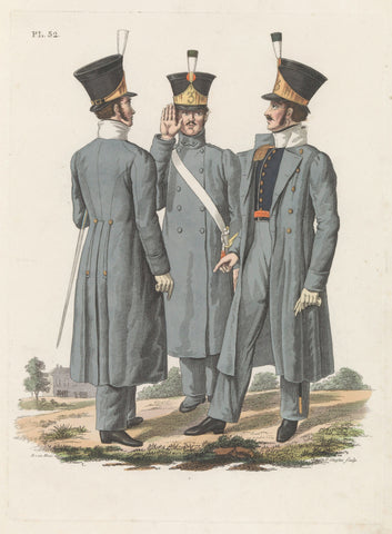 Twee Officieren (der Nationale Infanterie), in kit with den over - skirt, and Corporal, in kit with the broken, Dirk Sluyter, 1826 Canvas Print