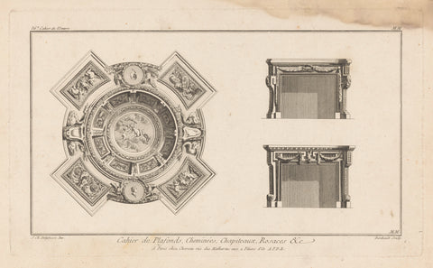 Ceiling in twee haarden, Berthault, Jacques-François Chéreau, 1771 Canvas Print