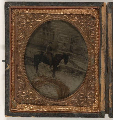 Portrait of a man on horseback, seen diagonally from above, anonymous, 1860 - 1900 Canvas Print