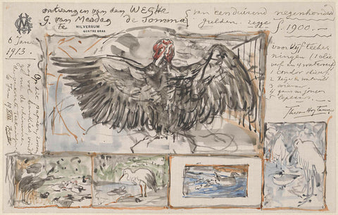 Five sketches after works of birds, Theo van Hoytema, 1913 Canvas Print