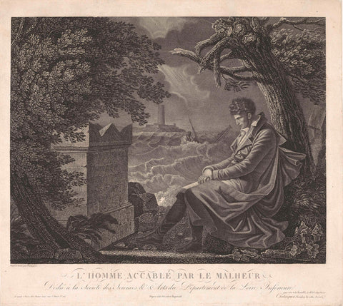 Man overwhelmed by misfortune (The melancholic), Alexis Chataigner, c. 1804 Canvas Print