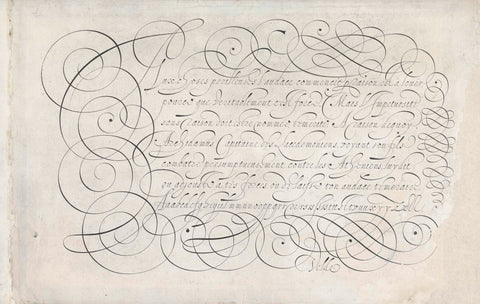 Writing example: Lux choses perilleuses (...), Simon Frisius, 1605 Canvas Print