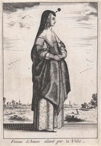 Woman from Antwerp going through the City, Wenceslaus Hollar, 1662 Canvas Print