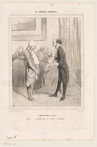 Doctor shows a father his newborn child, Honoré Daumier, 1843 Canvas Print