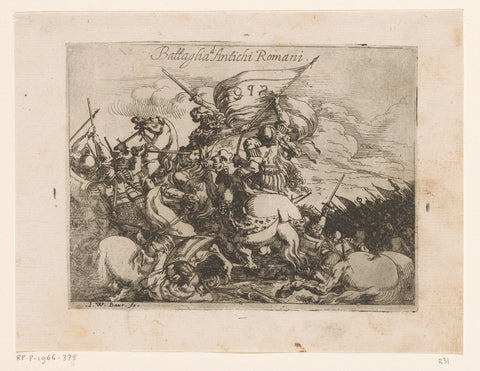 Romans in a Battle, Johann Wilhelm Baur, 1633 Canvas Print