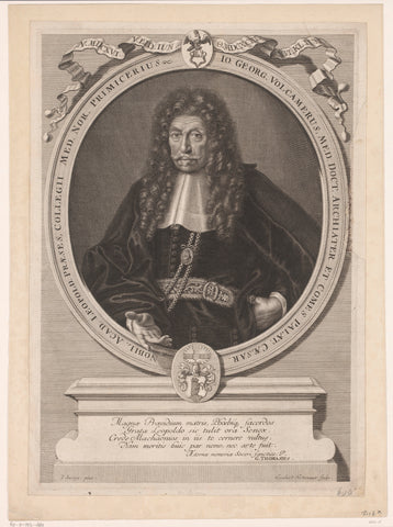 Portrait of Johann Georg Volckamer, Leonhard Heckenauer, 1693 - 1704 Canvas Print