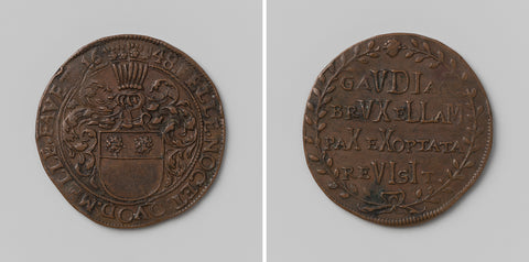 Peace of Munster, arithmetic medal minted in honour of Adriaan de Beausele, Lord of Brack, Magistrate of the Brussels Treasury, anonymous, 1648 Canvas Print