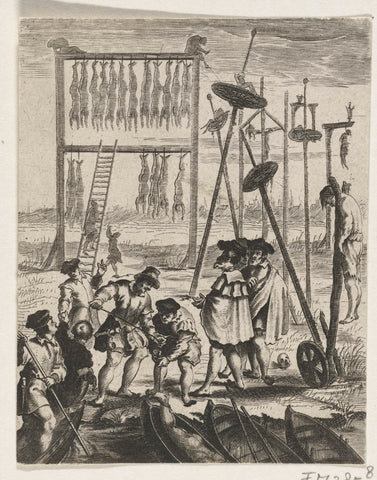 The corpses of the anabaptists on the gallows field, 1535, anonymous, 1657 - 1659 Canvas Print