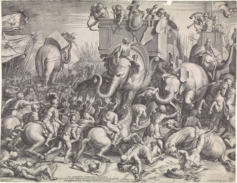 Battle of Zama between Scipio and Hannibal, Cornelis Cort, 1567 Canvas Print