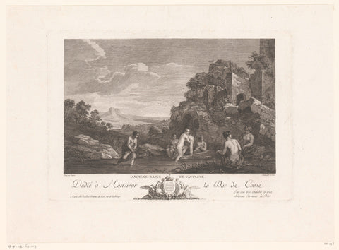 Bathing women at a ruin, Jacques-Philippe Le Bas, 1717 - 1783 Canvas Print