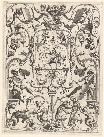 Vlakdecoratie met grotesken, Lucas Kilian, 1607 Canvas Print