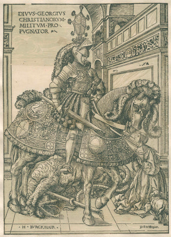 Saint George with the Princess and the Slain Dragon, Hans Burgkmair (I), 1508 Canvas Print