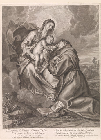 Maria with child with Saint Anthony of Padua, Gilles Rousselet, c. 1670 Canvas Print