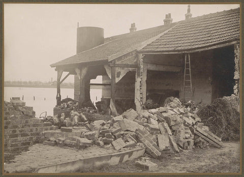 Destroyed building in a flooded suburb of Paris, G. Dangereux, 1910 Canvas Print