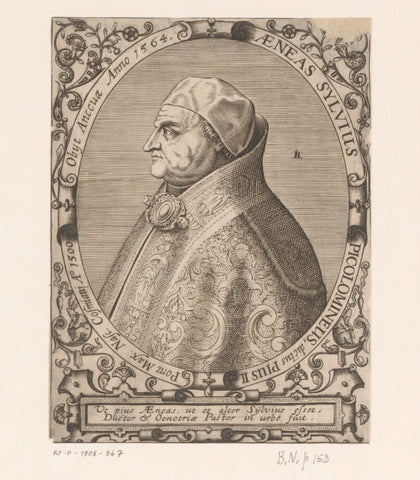 Portrait of Pope Pius II, Robert Boissard, 1597 - 1599 Canvas Print