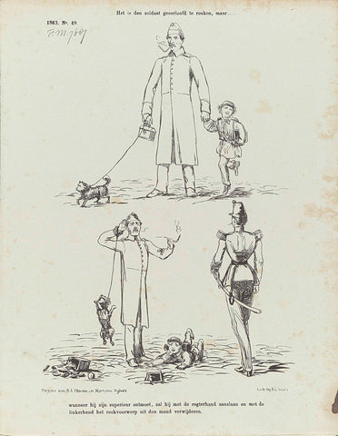 Cartoon on a provision concerning salutation, 1863, Johan Michaël Schmidt Crans, 1863 Canvas Print